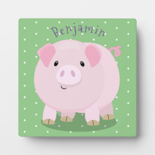 Cute roze pot bellied pig cartoon illustratie fotoplaat