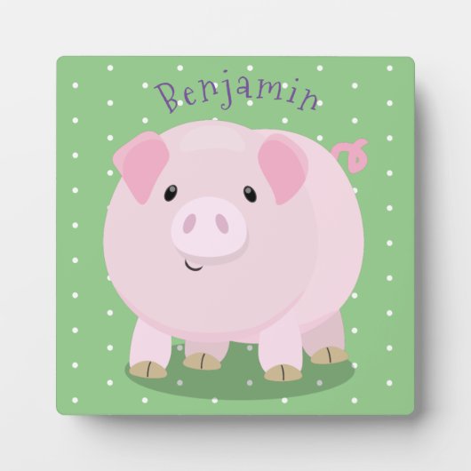 Cute roze pot bellied pig cartoon illustratie fotoplaat (Voorkant)