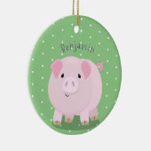 Cute roze pot bellied pig cartoon illustratie keramisch ornament (Rechts)