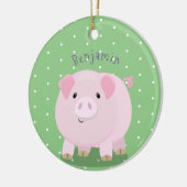 Cute roze pot bellied pig cartoon illustratie keramisch ornament (Links)
