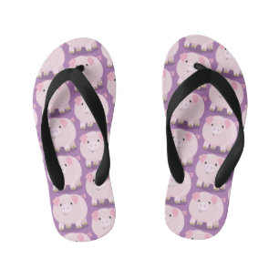 Cute roze pot bellied pig cartoon illustratie kinder teenslippers
