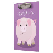 Cute roze pot bellied pig cartoon illustratie klembord (Links)