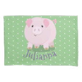 Cute roze pot bellied pig cartoon illustratie kussensloop (Voorkant)