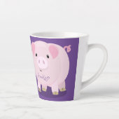 Cute roze pot bellied pig cartoon illustratie latte mok (Rechts)