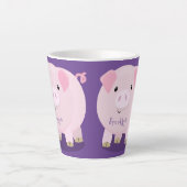 Cute roze pot bellied pig cartoon illustratie latte mok (Voorkant)