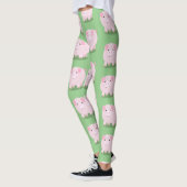 Cute roze pot bellied pig cartoon illustratie leggings (Links)