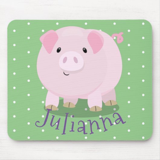 Cute roze pot bellied pig cartoon illustratie muismat (Voorkant)