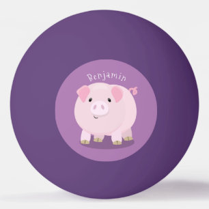 Cute roze pot bellied pig cartoon illustratie pingpongballen