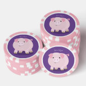 Cute roze pot bellied pig cartoon illustratie poker chips (Opstapeling)