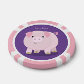 Cute roze pot bellied pig cartoon illustratie poker chips (Enkel)