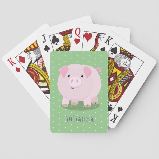 Cute roze pot bellied pig cartoon illustratie pokerkaarten (Achterkant)