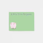 Cute roze pot bellied pig cartoon illustratie post-it® notes (Voorkant)