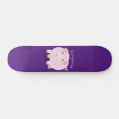 Cute roze pot bellied pig cartoon illustratie skateboard (Horizontaal)