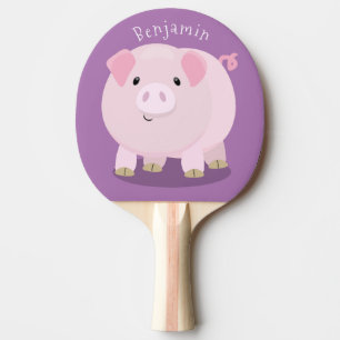 Cute roze pot bellied pig cartoon illustratie tafeltennisbatje