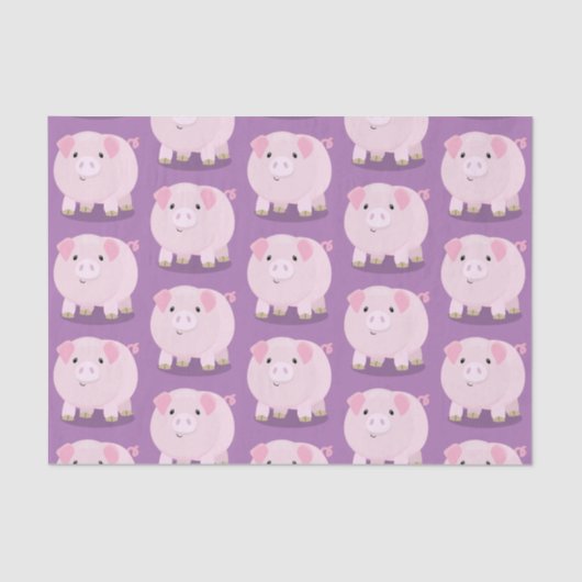 Cute roze pot bellied pig cartoon illustratie tissuepapier (Voorkant)