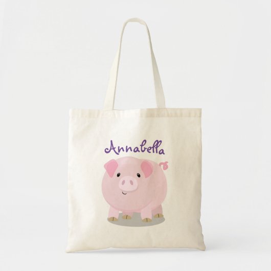 Cute roze pot bellied pig cartoon illustratie tote bag (Voorkant)