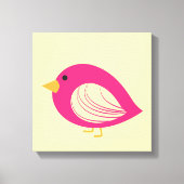 Cute roze quirky vogels canvas afdruk (Voorkant)