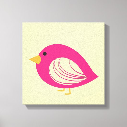 Cute roze quirky vogels canvas afdruk (Voorkant)
