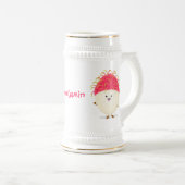 Cute roze rambutan cartoon afbeelding bierpul (Voorkant rechts)