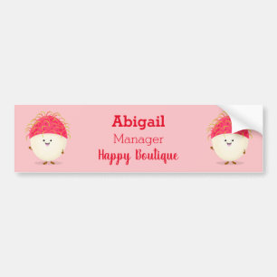 Cute roze rambutan cartoon afbeelding bumpersticker