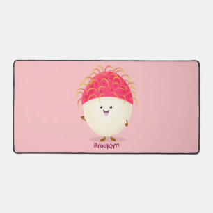 Cute roze rambutan cartoon afbeelding bureaumat