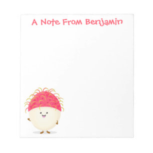 Cute roze rambutan cartoon afbeelding notitieblok