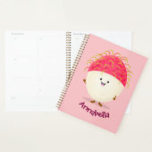 Cute roze rambutan cartoon afbeelding planner (Display)