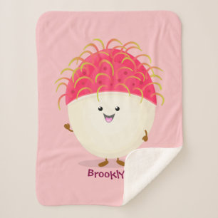 Cute roze rambutan cartoon afbeelding sherpa deken