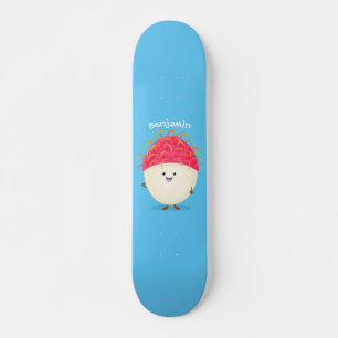Cute roze rambutan cartoon afbeelding skateboard