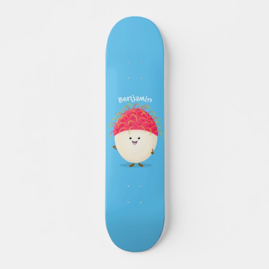 Cute roze rambutan cartoon afbeelding skateboard (Voorkant)