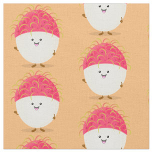 Cute roze rambutan cartoon afbeelding stof