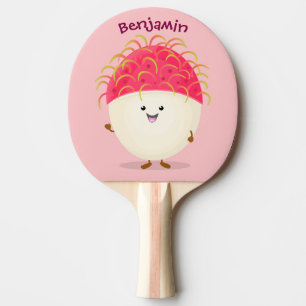 Cute roze rambutan cartoon afbeelding tafeltennisbatje