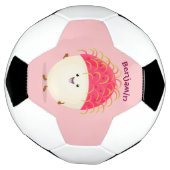 Cute roze rambutan cartoon afbeelding voetbal (Gedraaid)