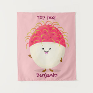 Cute roze rambutan cartoon afbeelding wandkleed