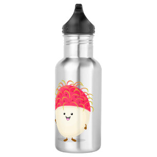 Cute roze rambutan cartoon afbeelding waterfles