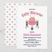 Cute roze Robot Baby shower Kaart (Voorkant / Achterkant)