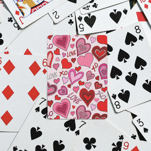 Cute Roze Rode Harten Blush Liefdepatroon Pokerkaarten