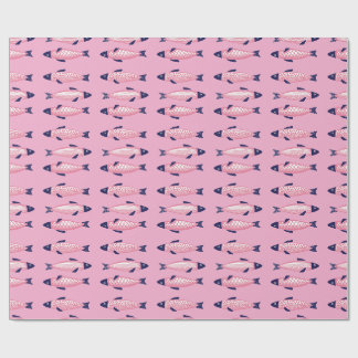 Cute Roze Sardinepatroon Make-uptas | Preppy Kust Cadeaupapier