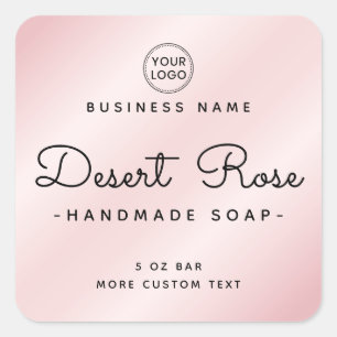 Cute roze satin voeg logo vierkante productlabels sticker