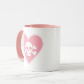 Cute roze schedel in het hart mok (Voorkant links)