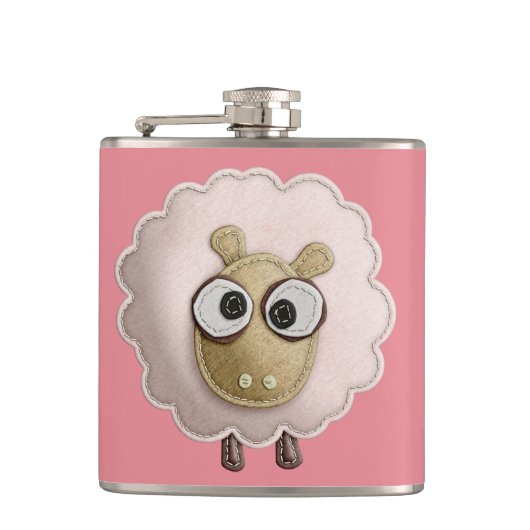 Cute roze Sheep Faux Felt Heupfles (Voorkant)