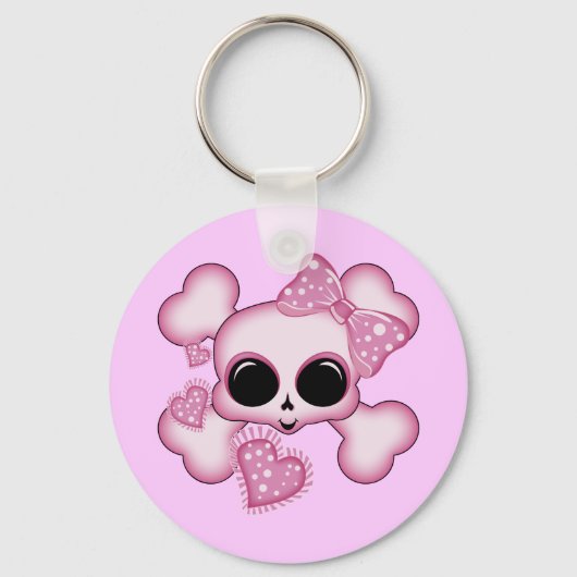 Cute Roze Skull Sleutelhanger (Voorkant)