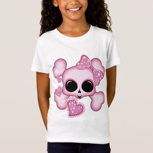 Cute Roze Skull T-shirt (Voorkant)