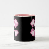 Cute Roze Skull Tweekleurige Koffiemok (Center)