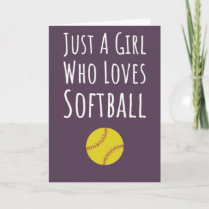 Cute Roze Softbal Kaarten Sport Meisje Speler Kind