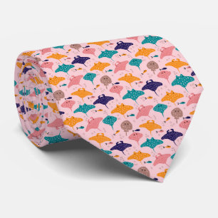 Cute roze sting ray en manta ray vispatroon stropdas