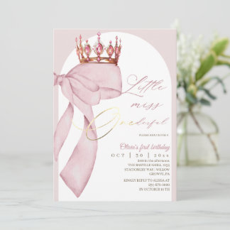 Cute Roze Strik 1e Verjaardag Kaart