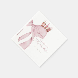 Cute Roze Strik 1e Verjaardag Servet