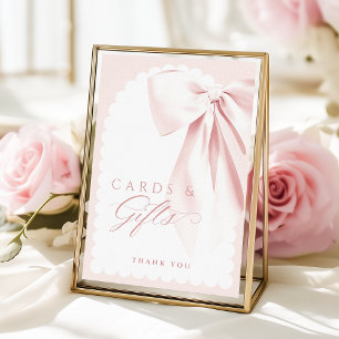 Cute Roze Strik Baby Shower Kaarten & Cadeaus Tafe Poster