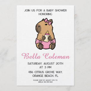 cute roze strik baby shower uitnodiging